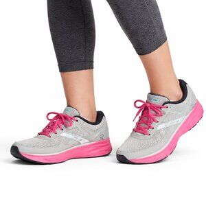 Brooks Ghost 14 Women Running Shoes Size 8 Gray Pink Cushioned Sneaker